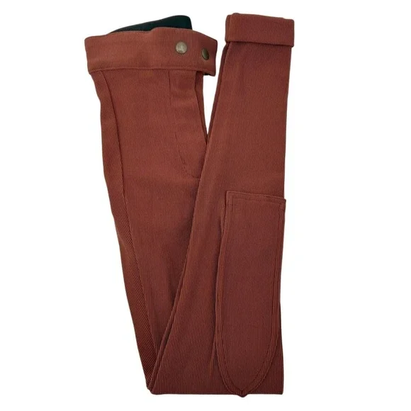 American Apparel Womens Size XS Riding Pant Henna Rust Ribbed High Waisted - Picture 2 of 10